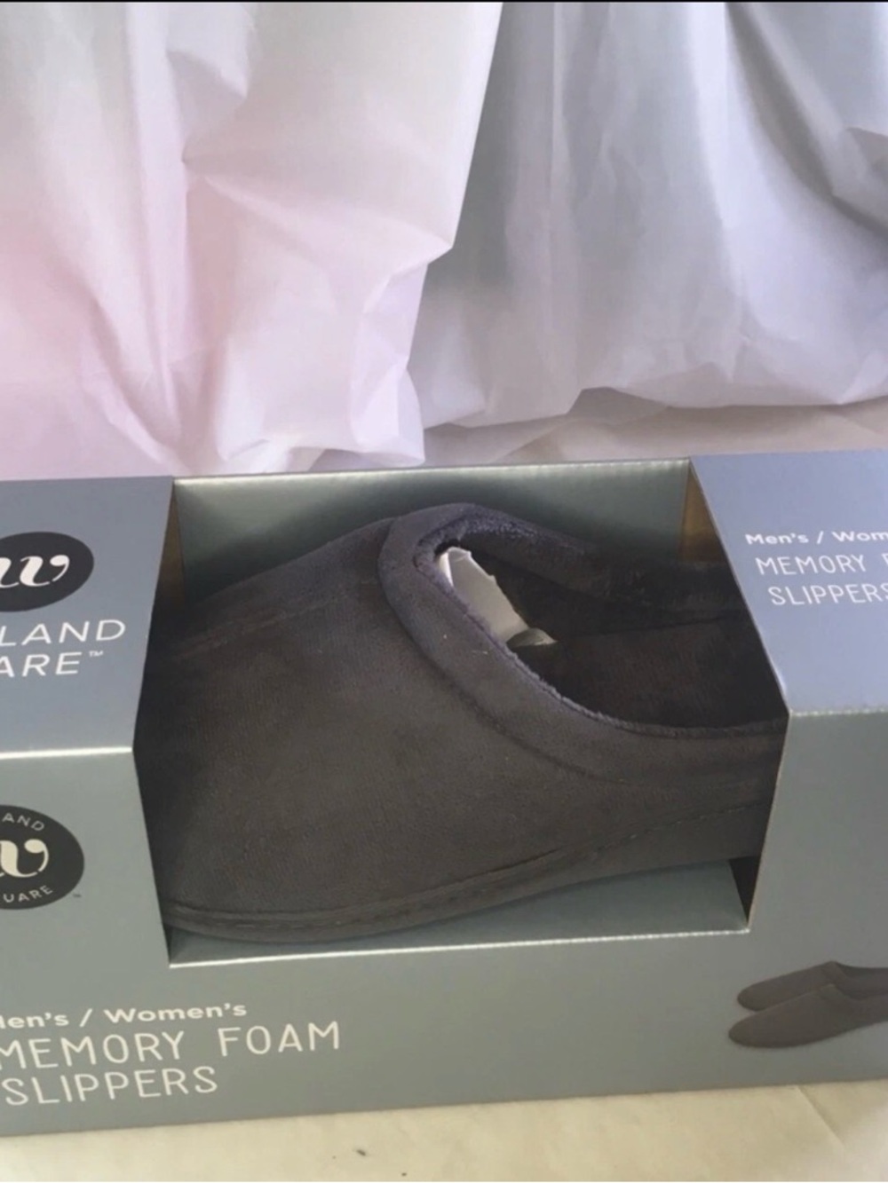 Memory Foam Men's Slippers - Charcoal Gray size S men 6-7 women 7-8